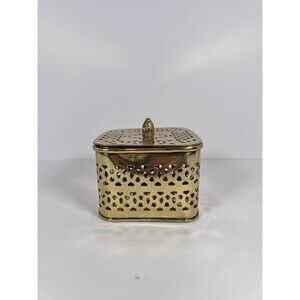 Brass Oriental Cricket Box Cage Pierced Cut‎ Out Metal Art 3.5”X 4” Trinket Box